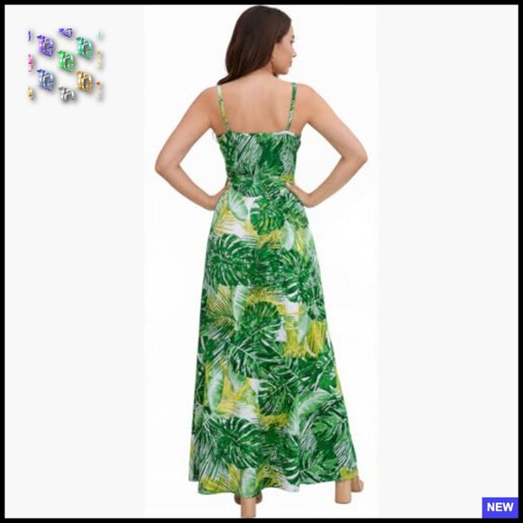 Boho Maxi Dress Floral V-Neck Spaghetti Strap Summer Beach Casual Elegant - Picture 3 of 6